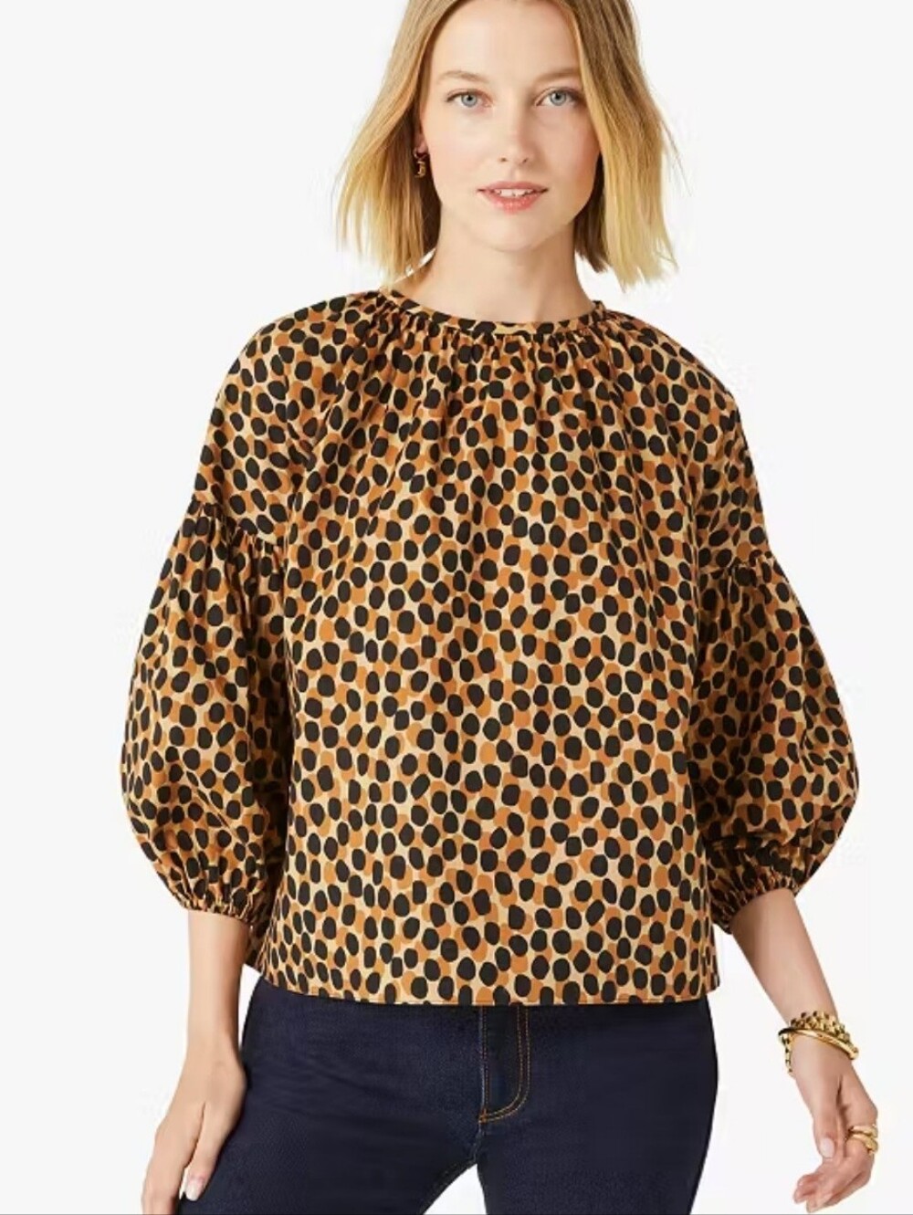 KATE SPADE Dotty Leopard Around Town Top S NWOT